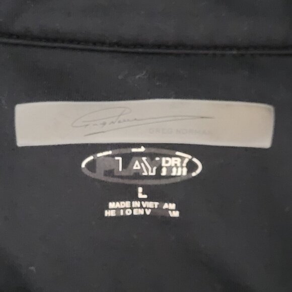 Greg Norman Black 1/4 Zip Pullover Mens Size L Mock Neck Shark Logo Activewear - Picture 6 of 7